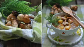 Суп грибной с перловкой и овощами