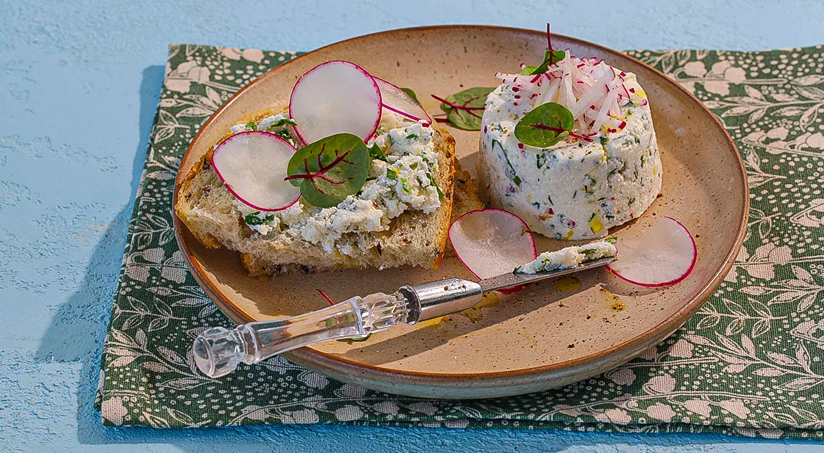 Творожный террин с редисом и зеленью