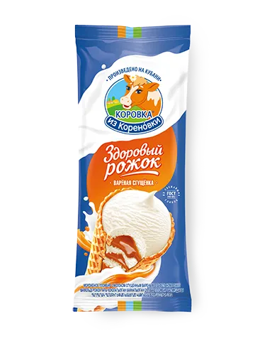 КОРОВКА ИЗ КОРЕНОВКИ Мороженое пломбир с вареной сгущенкой рожок 100г