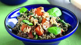 Рис с карамелизованной тыквой и шпинатом 