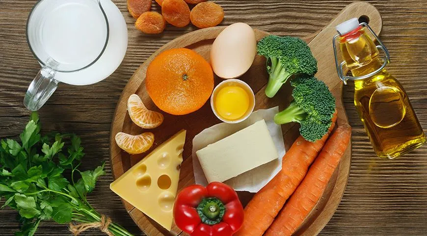 Источники витамина А: рыбий жир, говяжья печень, творог, сыр, сливочное масло, икра