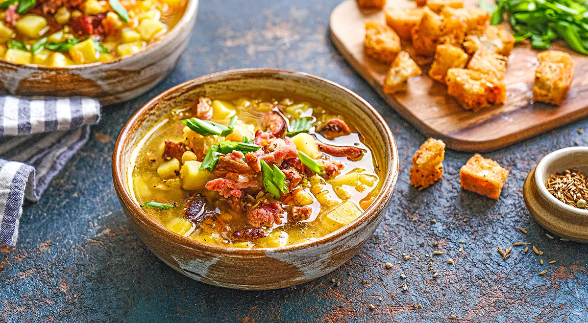 Гороховый суп с копчеными колбасками, пошаговый рецепт с фото на ккал