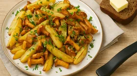 Лисички с картошкой на сковороде