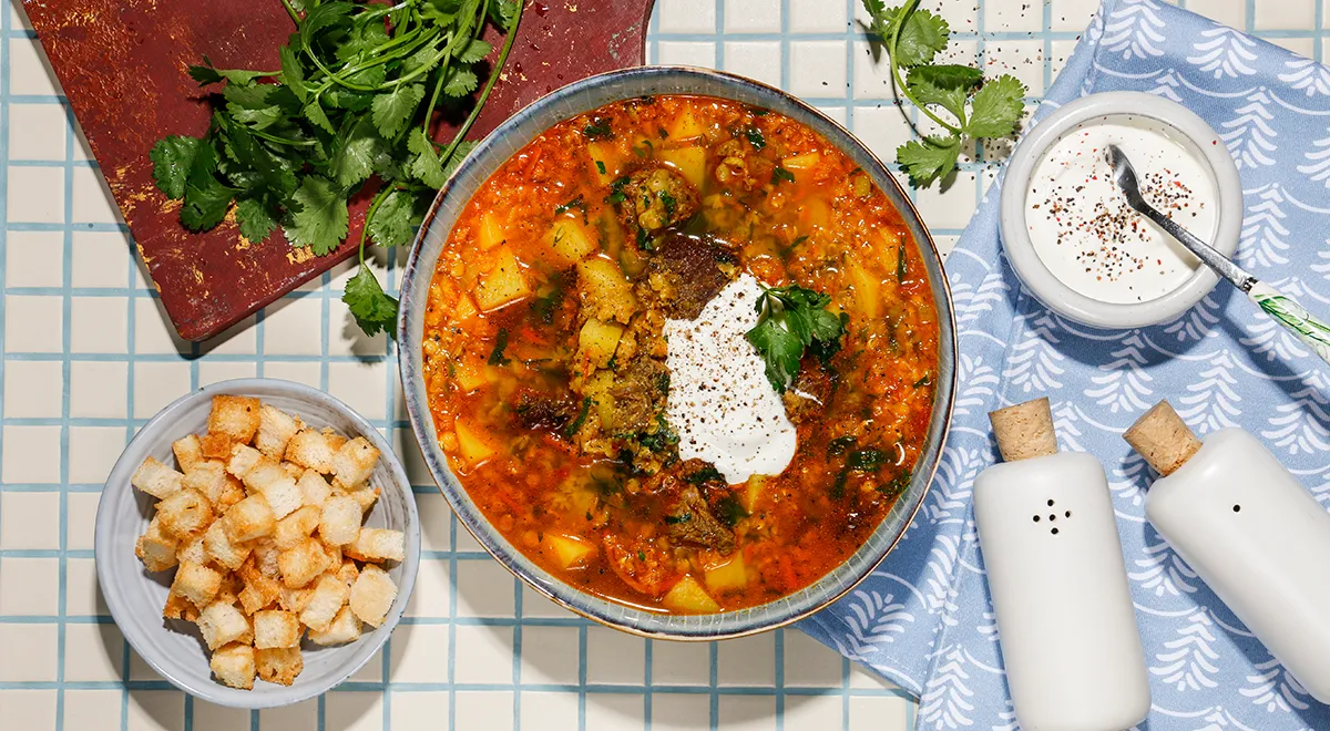 Рецепт супа с красной чечевицей и говядиной