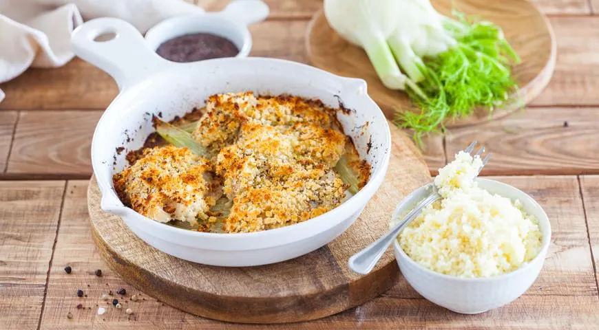 Рецепт запеченного морского языка с фенхелем и горчичными семенами