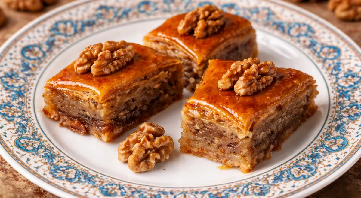 Рецепт постной пахлавы с медом и очищенными грецким орехом