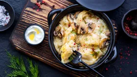 Рецепты с рыбой, молочной продукцией и шампиньонами