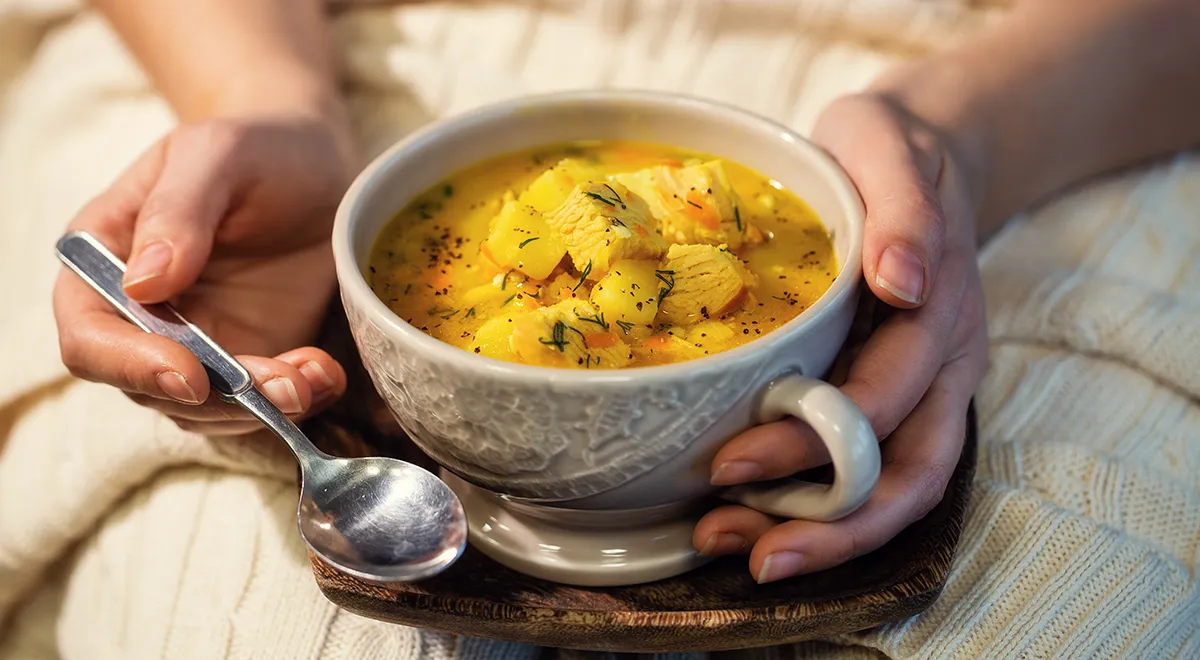 Рецепт сырного супа с копченой курицей