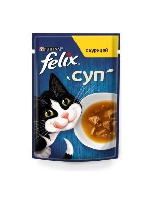 Влажный корм Felix Суп для взрослых кошек, с курицей, пауч, 48г