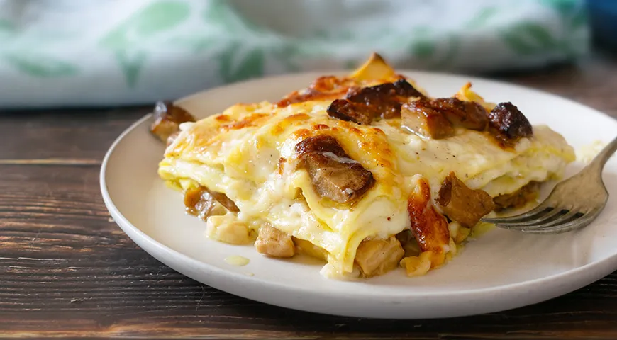 Лазанья с маслятами