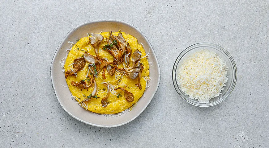 Полента с вешенками