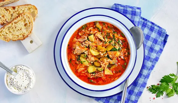 Рассольник с рисом и томатной пастой