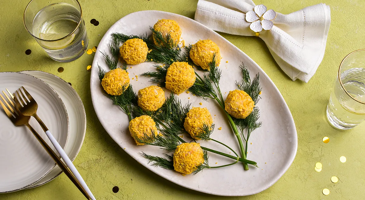 Рецепт закусочных шариков «Мимоза»