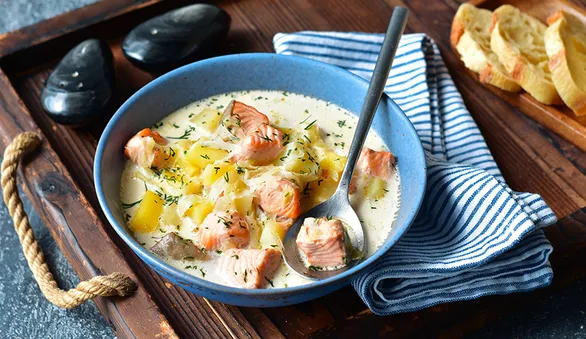 Сливочная уха из семги