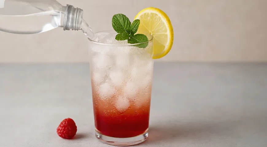 Домашний лимонад с сиропом и газированной водой