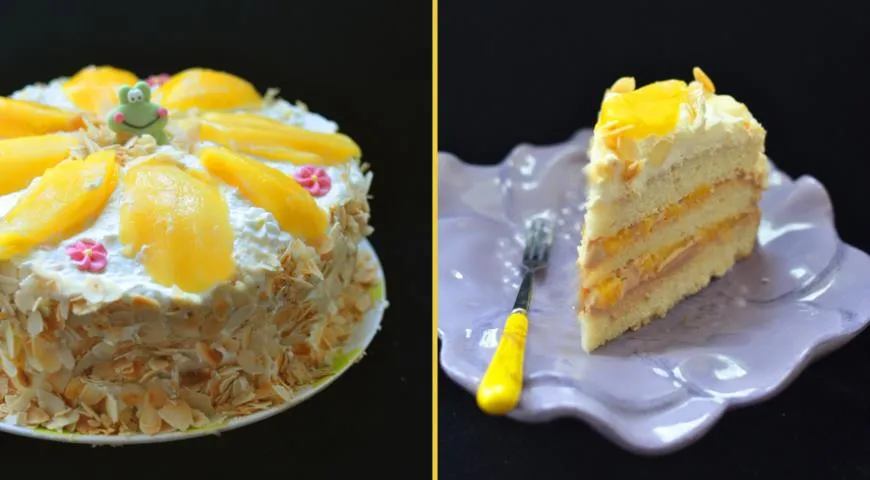 Торт с манго и клубникой (бисквитный) — рецепт с фото пошагово