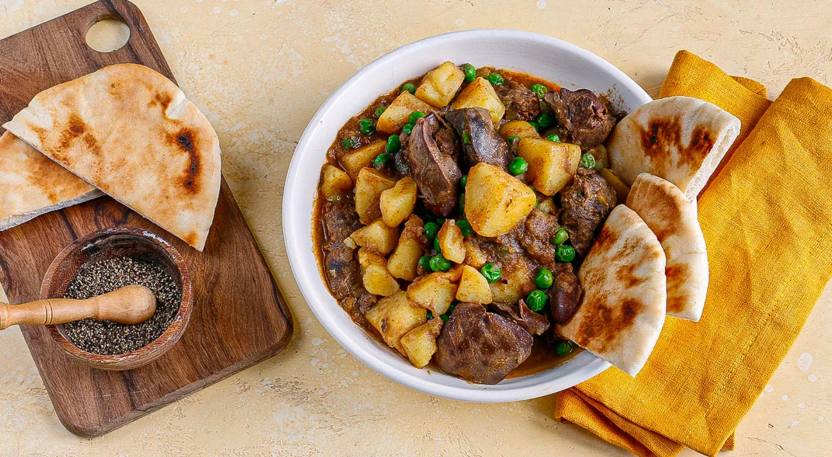 Рецепт карри с куриной печенкой и горошком