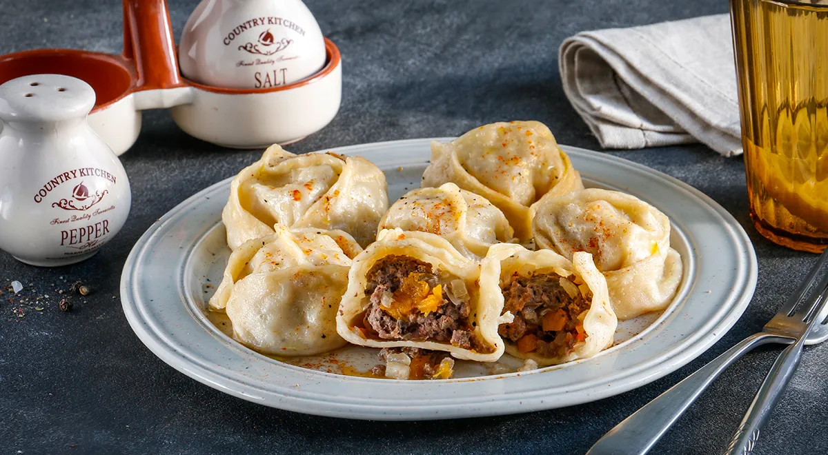 Манты с тыквой и мясным фаршем