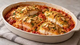 Морской окунь с миндалем