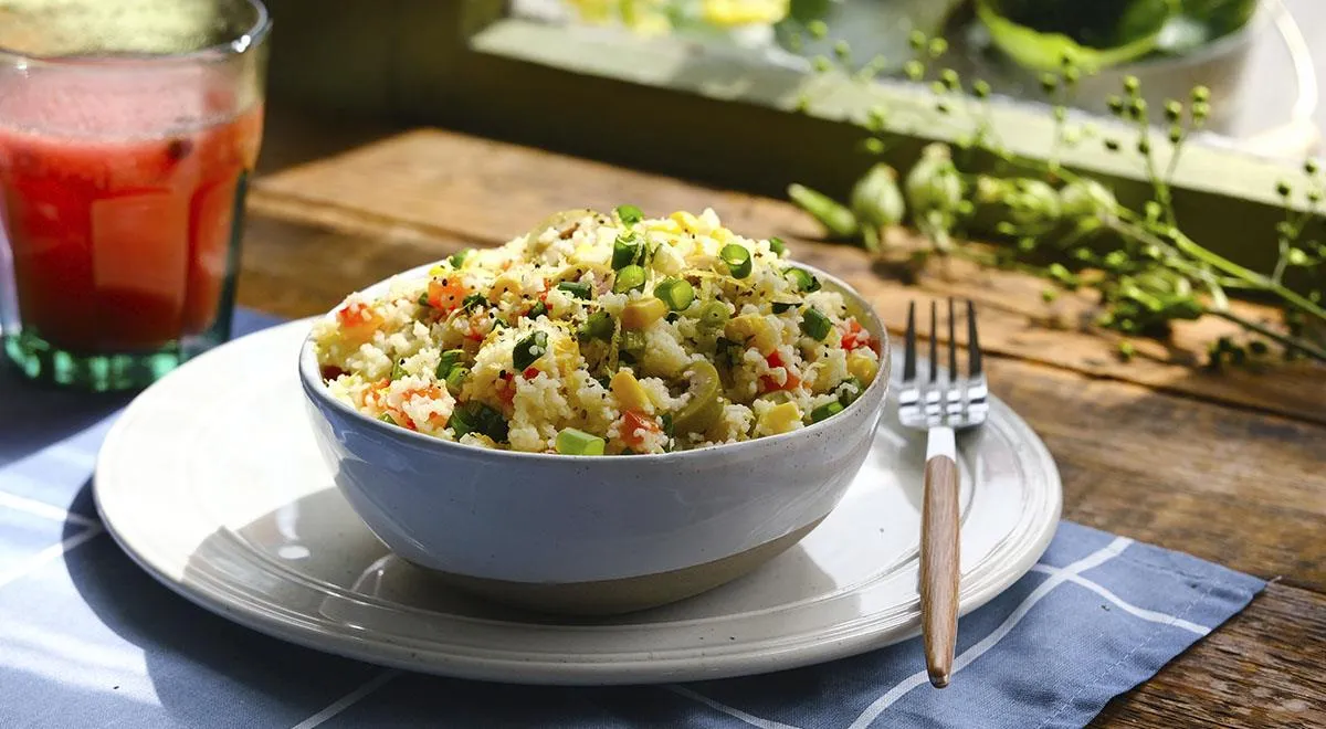 Рецепт теплого салата с кускусом и овощами