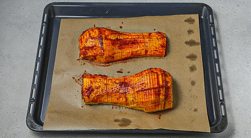 Острая тыква с брынзой и миндалем