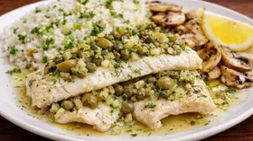 Рыба, запеченная с оливками и каперсами