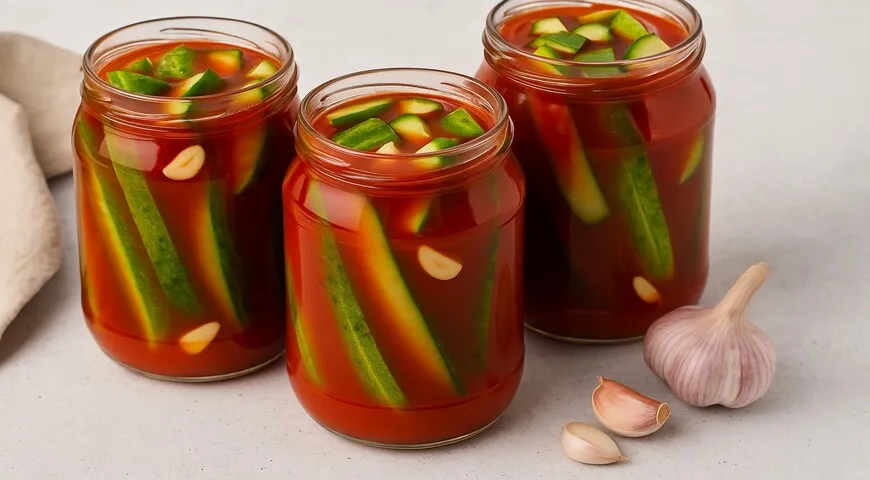 Огурцы в кетчупе чили на зиму