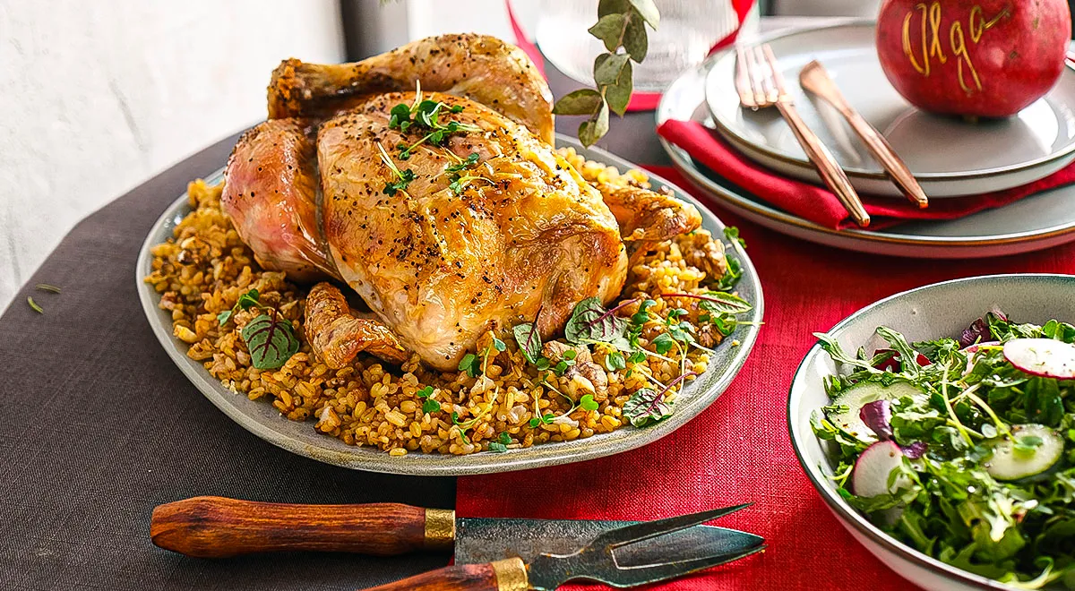 Булгур с запеченной курицей