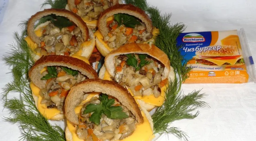 Рецепт бутербродов "Корзина с грибами"