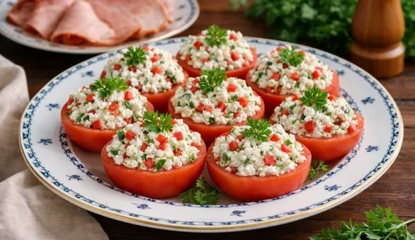 Помидоры, фаршированные творогом и зеленью