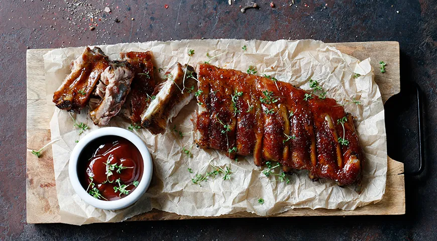 Рецепт свиных ребрышек в кисло-сладком соусе в духовке