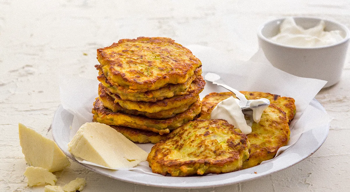 Zucchini Pancakes with Smoked Turkey