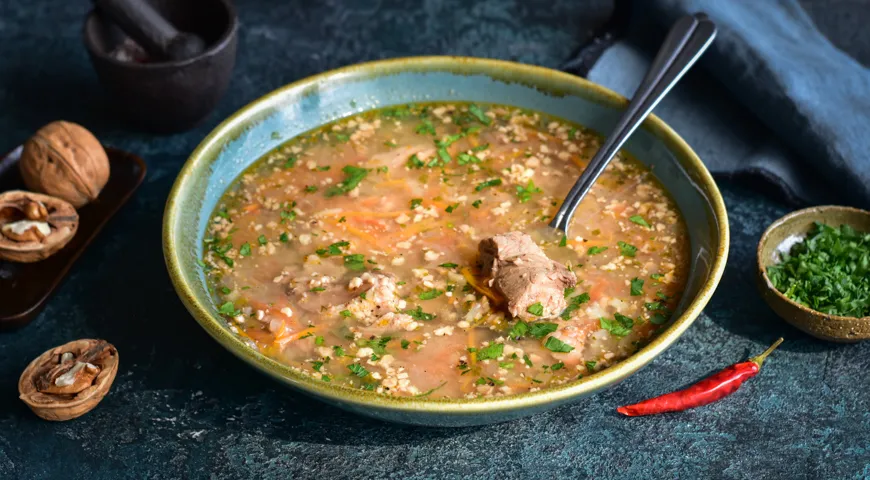 Суп харчо с курицей, рисом и картошкой простой рецепт пошаговый