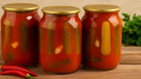 Огурцы в кетчупе чили на зиму