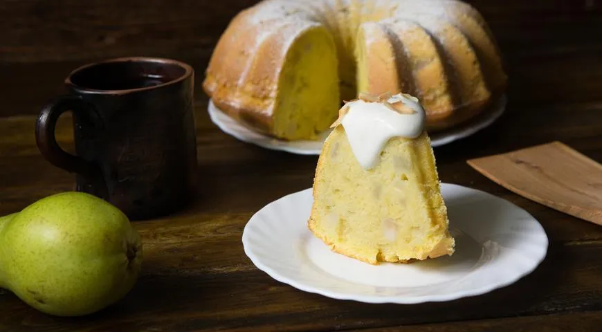 Рецепт ванильного пирога с грушами и маскарпоне