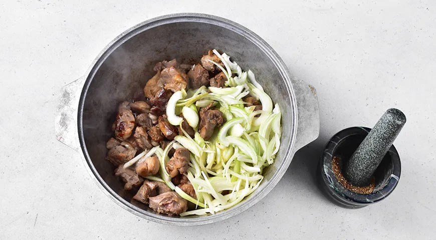 Макароны в казане по татарски