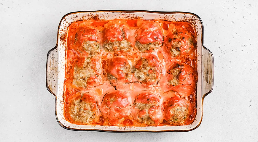 Ленивые ежики из фарша с рисом в духовке