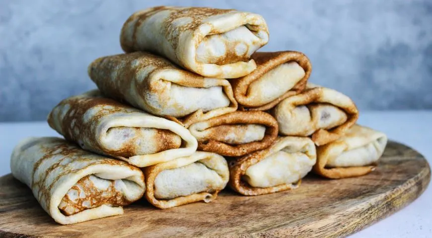 Рецепт блинчиков с куриными сердечками и грибами (можно использовать куриные почки)