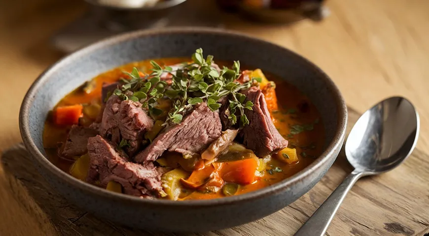 Тушеное лосиное мясо