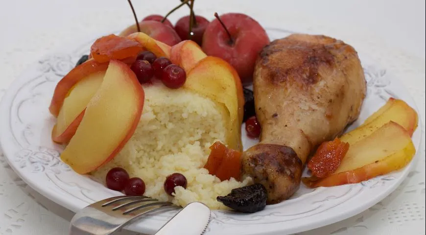 Как приготовить курицу с яблочным кус-кусом
