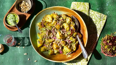 Вкусный Рецепт: Вареная картошка с обжаренным луком