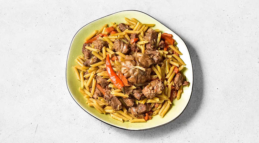 Макароны в казане по татарски