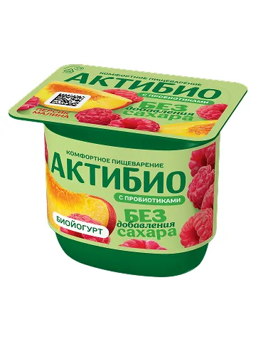 АКТИБИО Биойогурт б/сах персик-малина 3,0% 130г