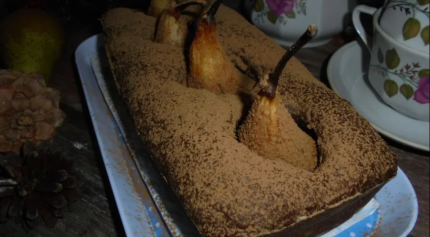 Рецепт шоколадного кекса с грушей
