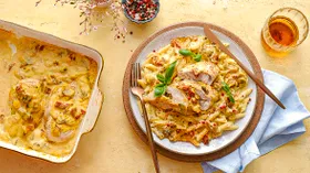 Паста с курицей в тыквенном соусе