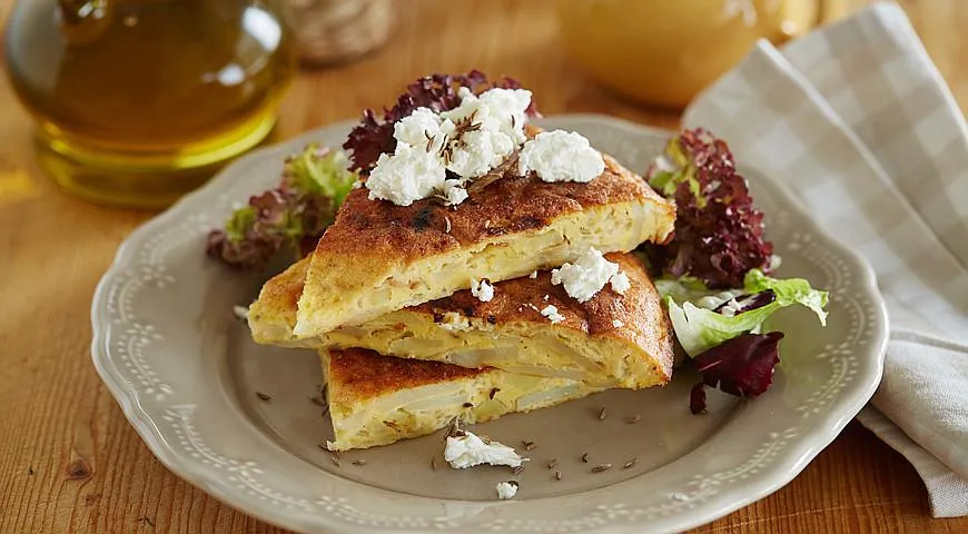 Рецепт тортильи с картофелем, брынзой и тмином