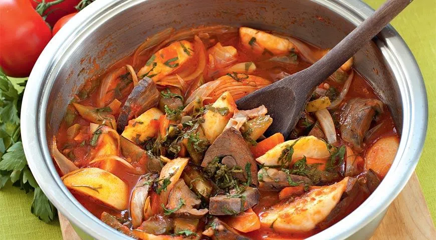 Рецепт говяжьего сердца с овощами (можно использовать баранье)