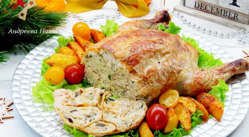 Курица фаршированная блинами с фаршем ⋆ Готовим вкусно, красиво и по-домашнему!
