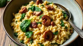 Ризотто с грибами и шпинатом