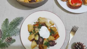Запеченный картофель с фрикадельками